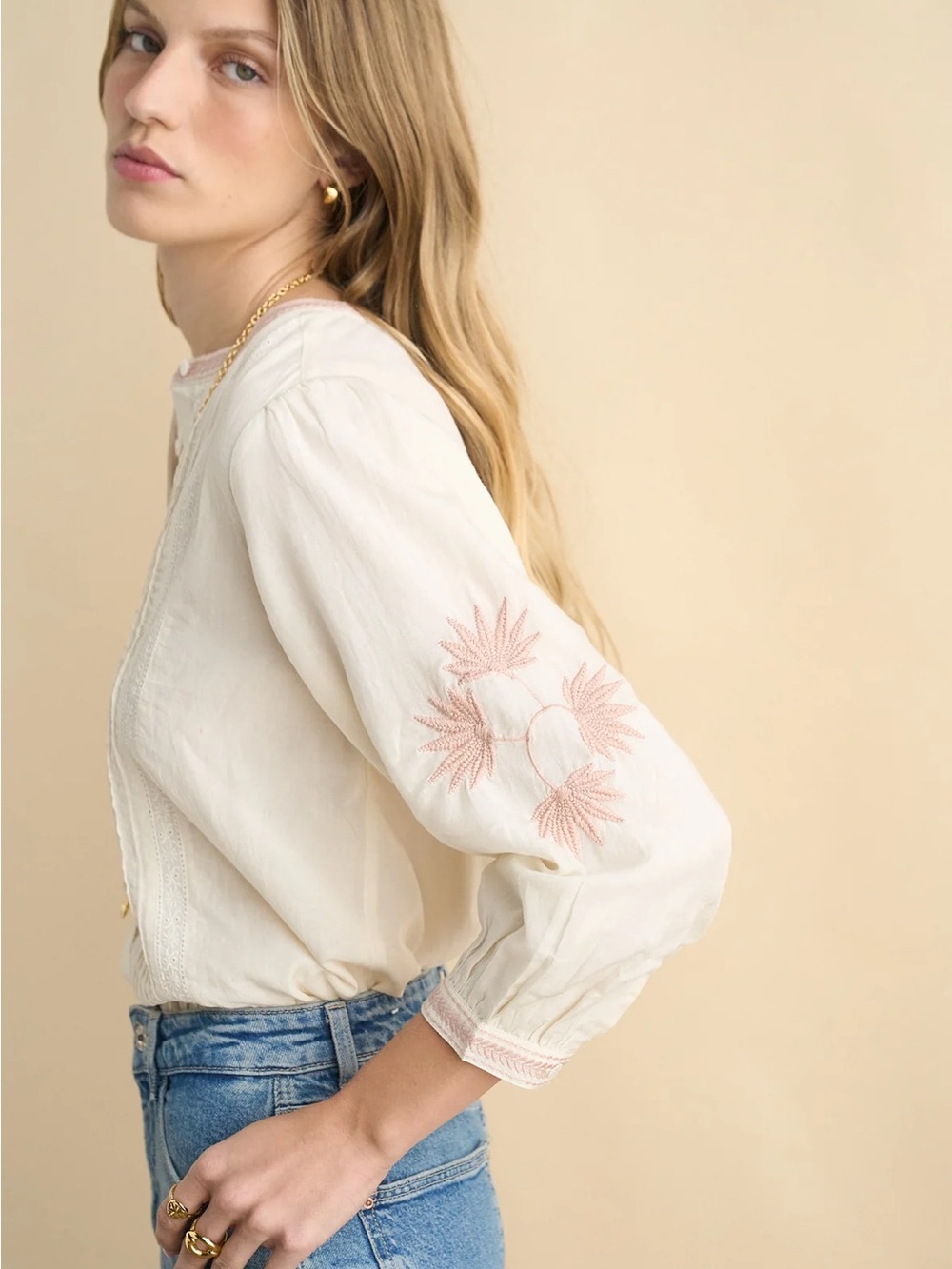 Sonmer Jo Blouse Off White Embroidered - Picture 2 of 4